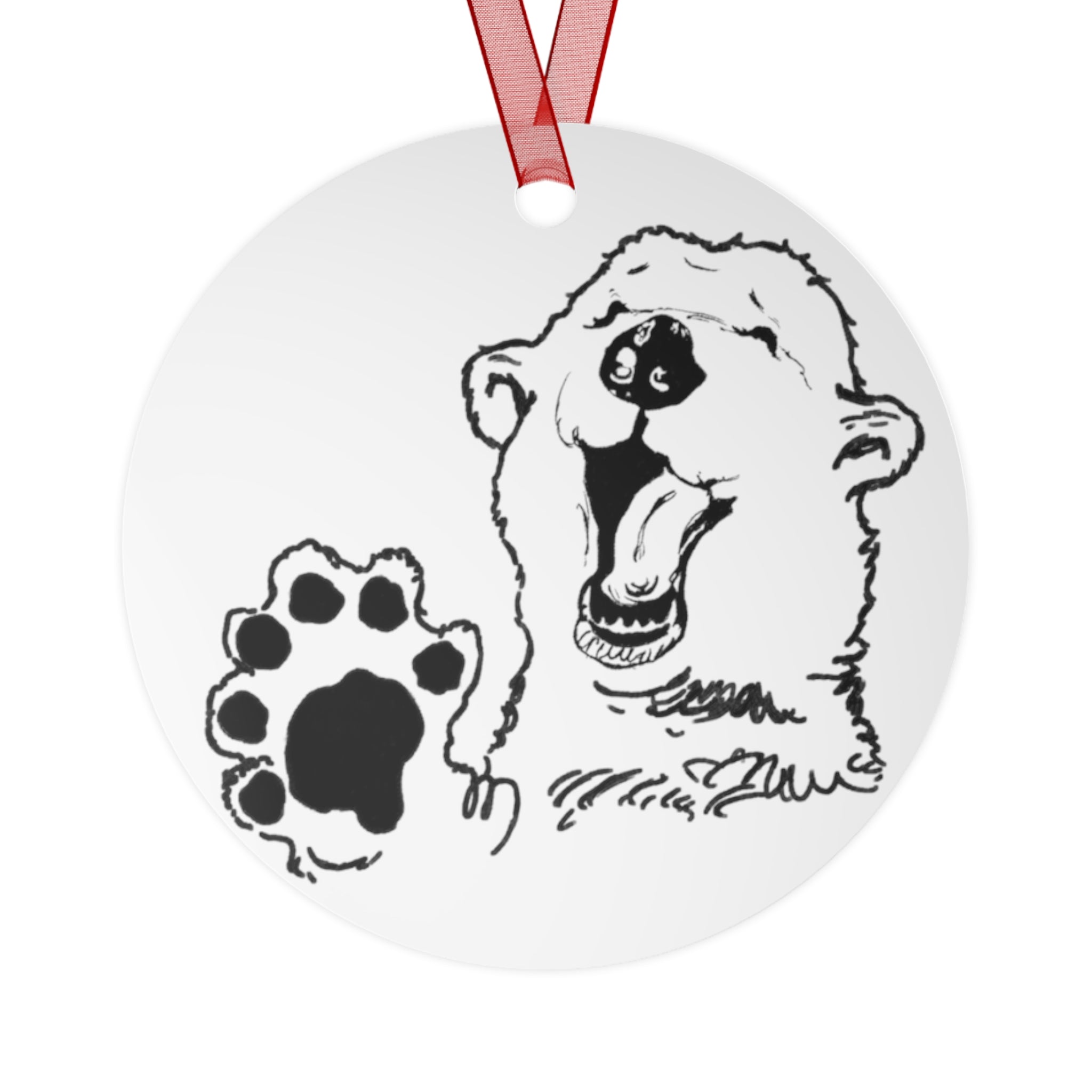 Grandma Lucy's Happy White Bear ,Metal Ornaments, Unique Holiday Decor, Bear Design Christmas Ornament, Animal Lover Gift, Winter Wonderland Decoration
