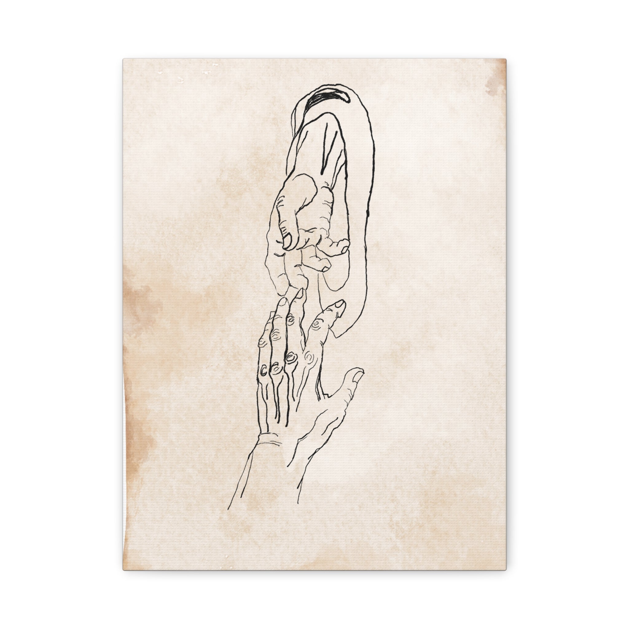 'Grace Reaches' Artistic Hand Illustration Canvas Print, Hand-Drawn Art, Home Decor, Wall Art, Gift for Art Lovers, Minimalist Design