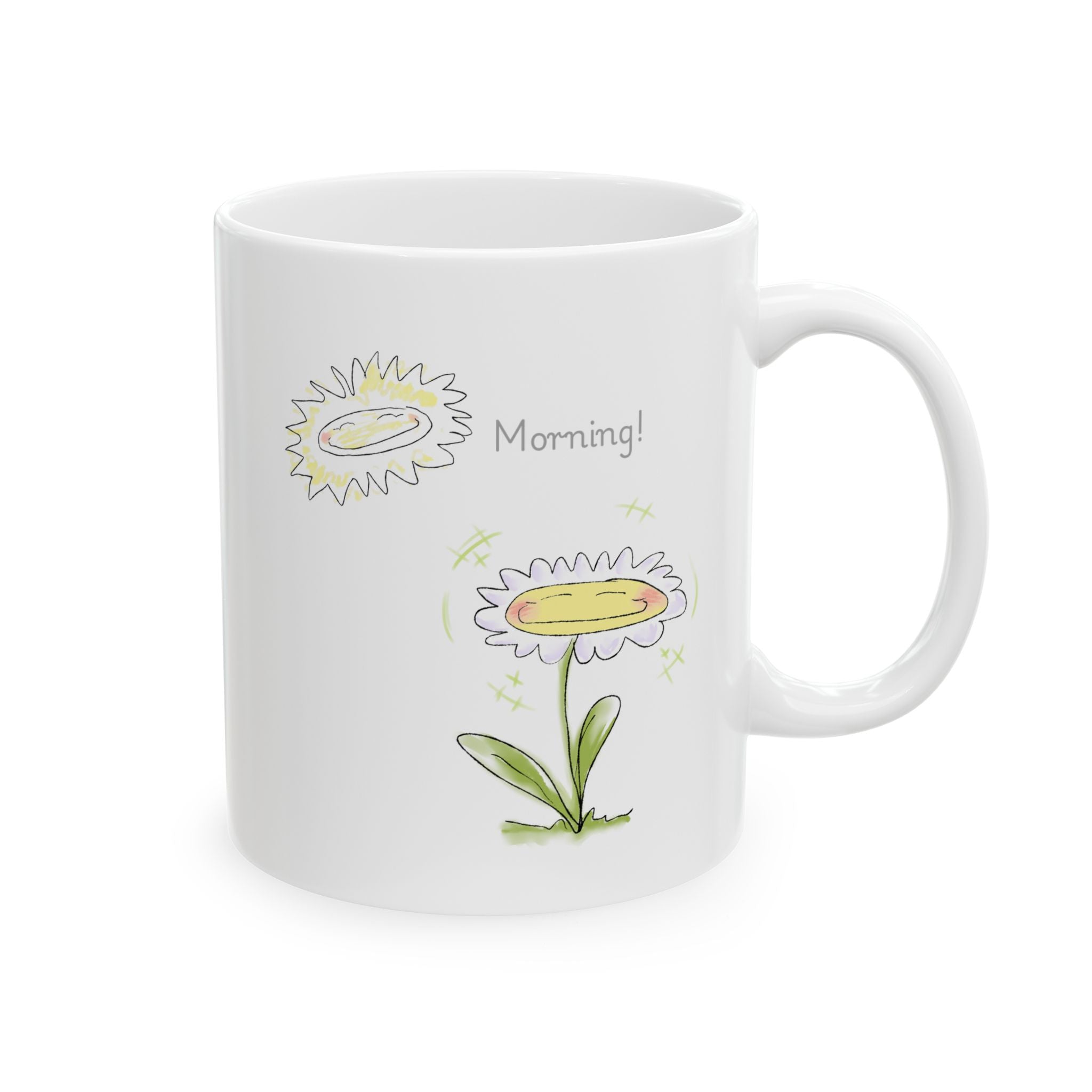 Hand drawn design, Cheerful Floral Ceramic Mug, Sunshine Gift Mug, Coffee Lover's Mug, Floral Kitchen Decor, Best Friend Gift