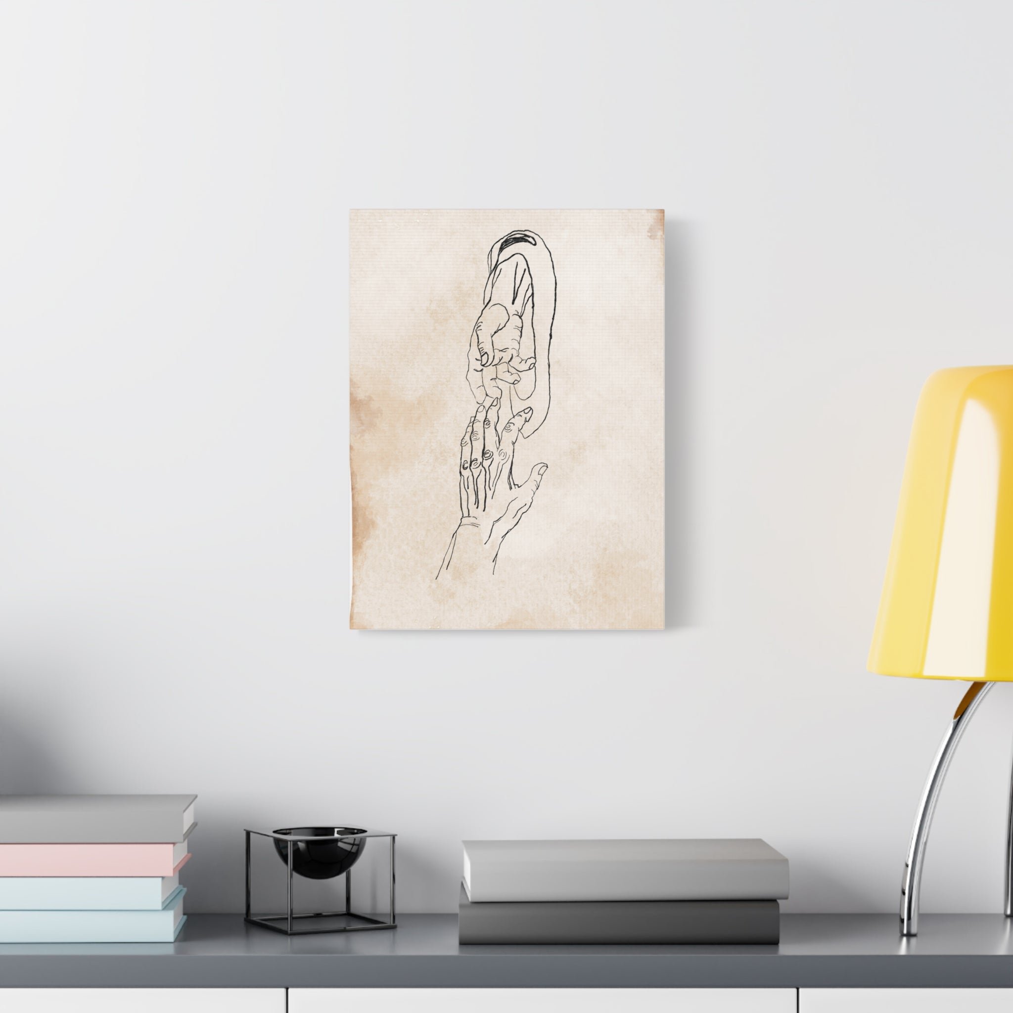 'Grace Reaches' Artistic Hand Illustration Canvas Print, Hand-Drawn Art, Home Decor, Wall Art, Gift for Art Lovers, Minimalist Design
