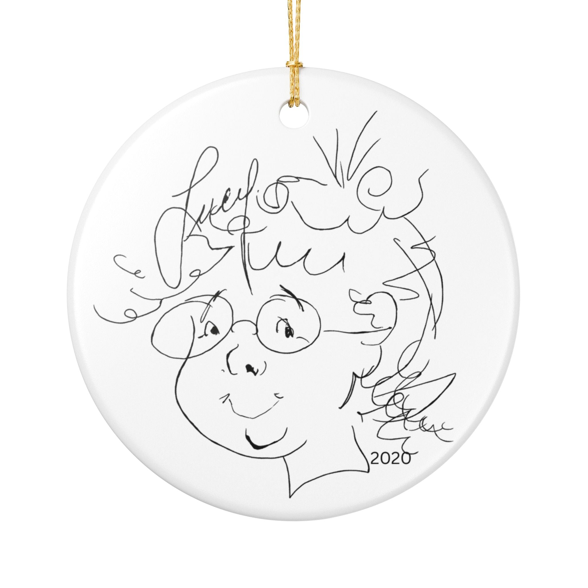 Grandma Lucy's Happy white Bear Ceramic Ornament, Custom Holiday Decor, Unique Gift, Home Decoration, Special Occasion Ornament
