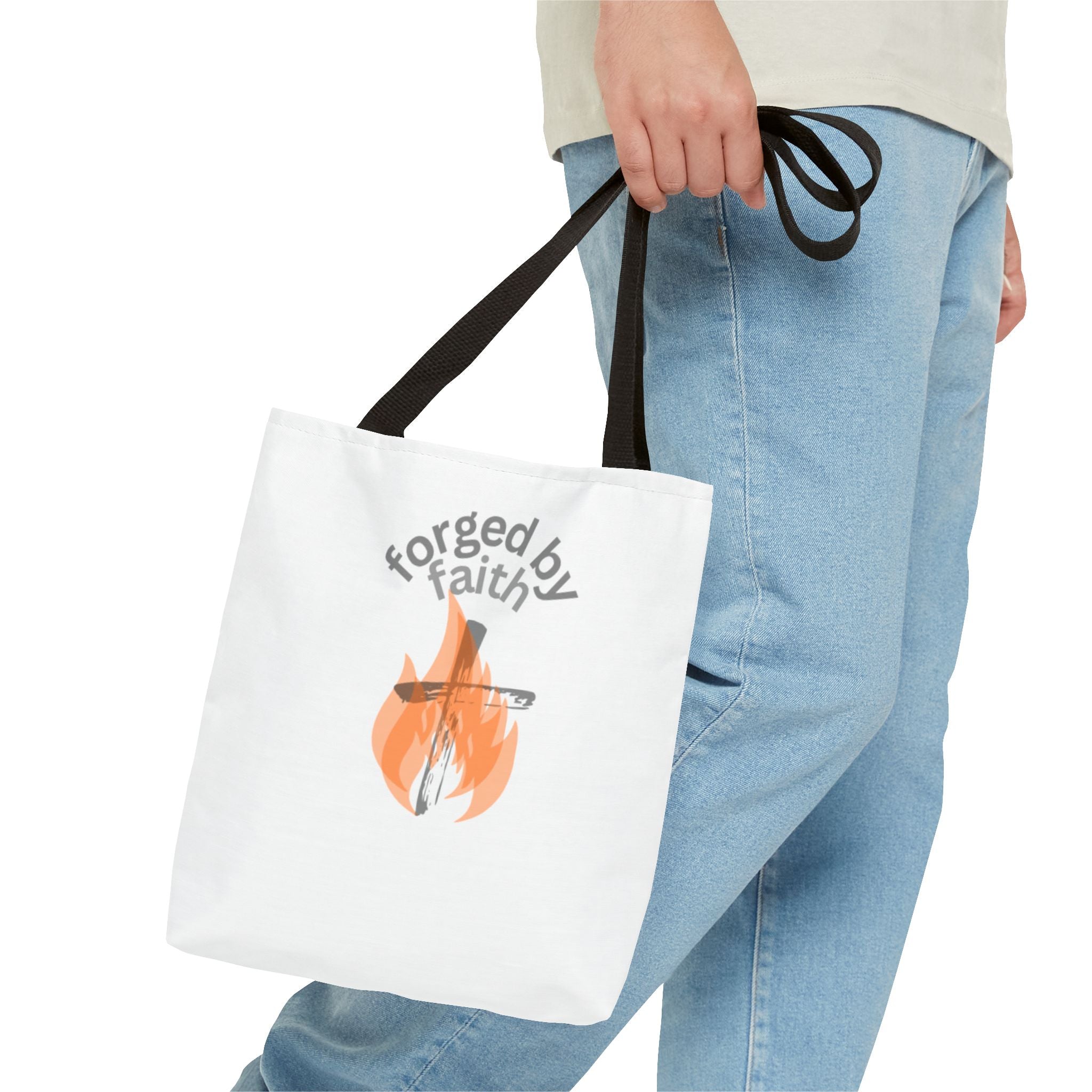 Forged by Faith-Inspired Tote Bag for Everyday Use, Stylish Reusable Bag, Eco-Friendly Shopping, Gift for Believers, Inspirational Design
