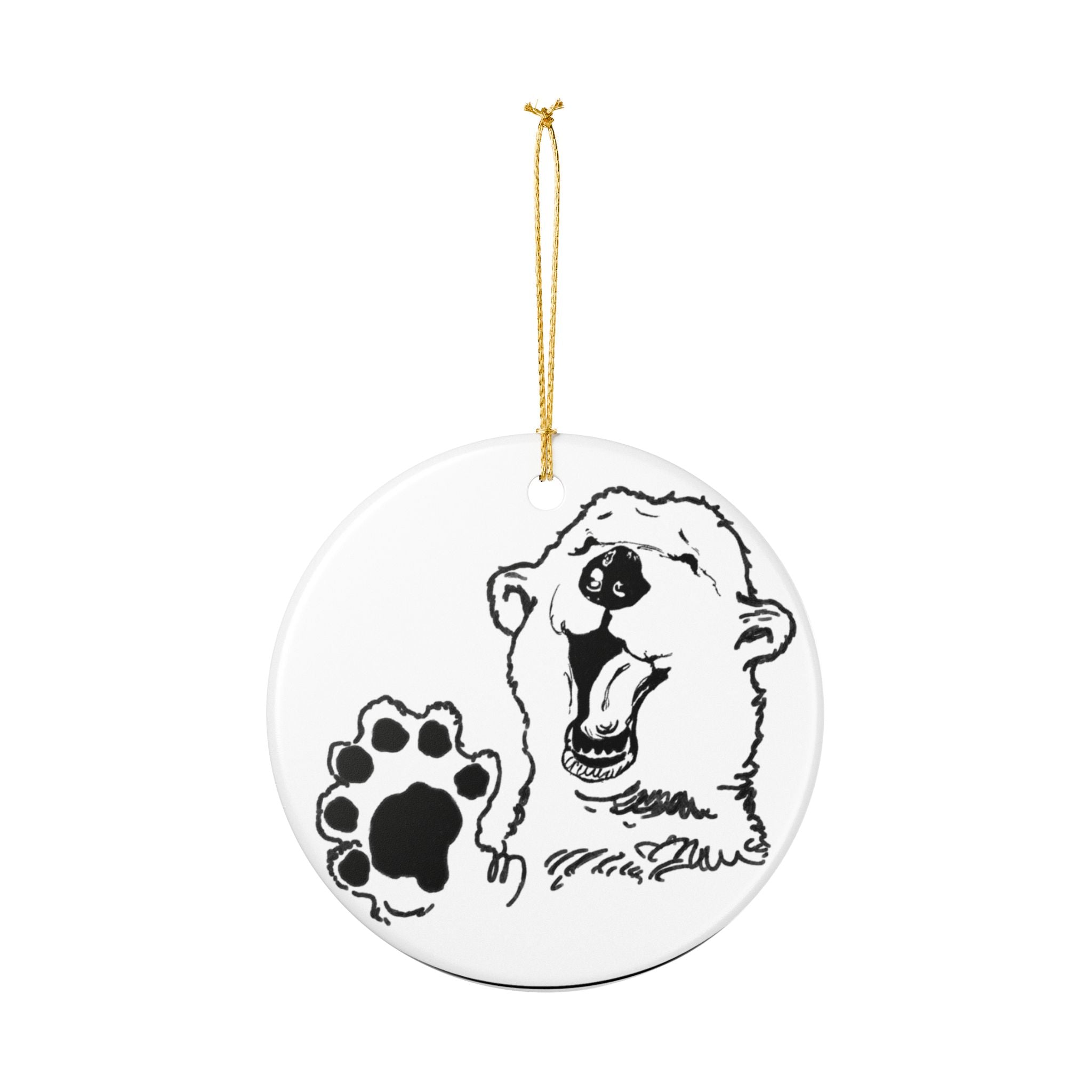 Grandma Lucy's Happy Bear Ceramic Ornament, Unique Holiday Decor, Nature Lover Gift, Animal Themed Decoration, Christmas Ornament, Winter Decor