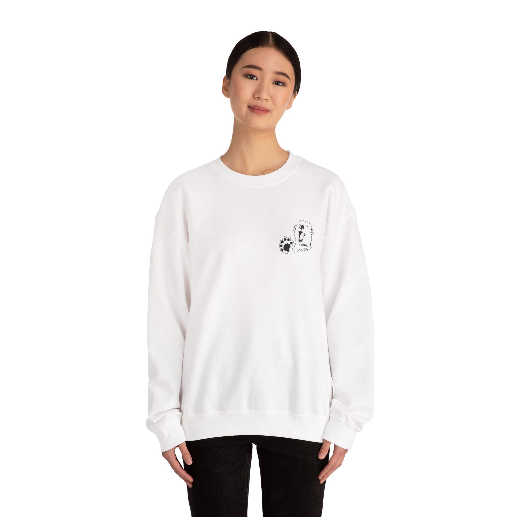 Grandma Lucy's Happy White Bear Unisex Crewneck Sweatshirt with Minimalist Pet Design, Perfect for Casual Wear, Gift for Animal Lovers, Everyday Comfort, Trendy [...]
