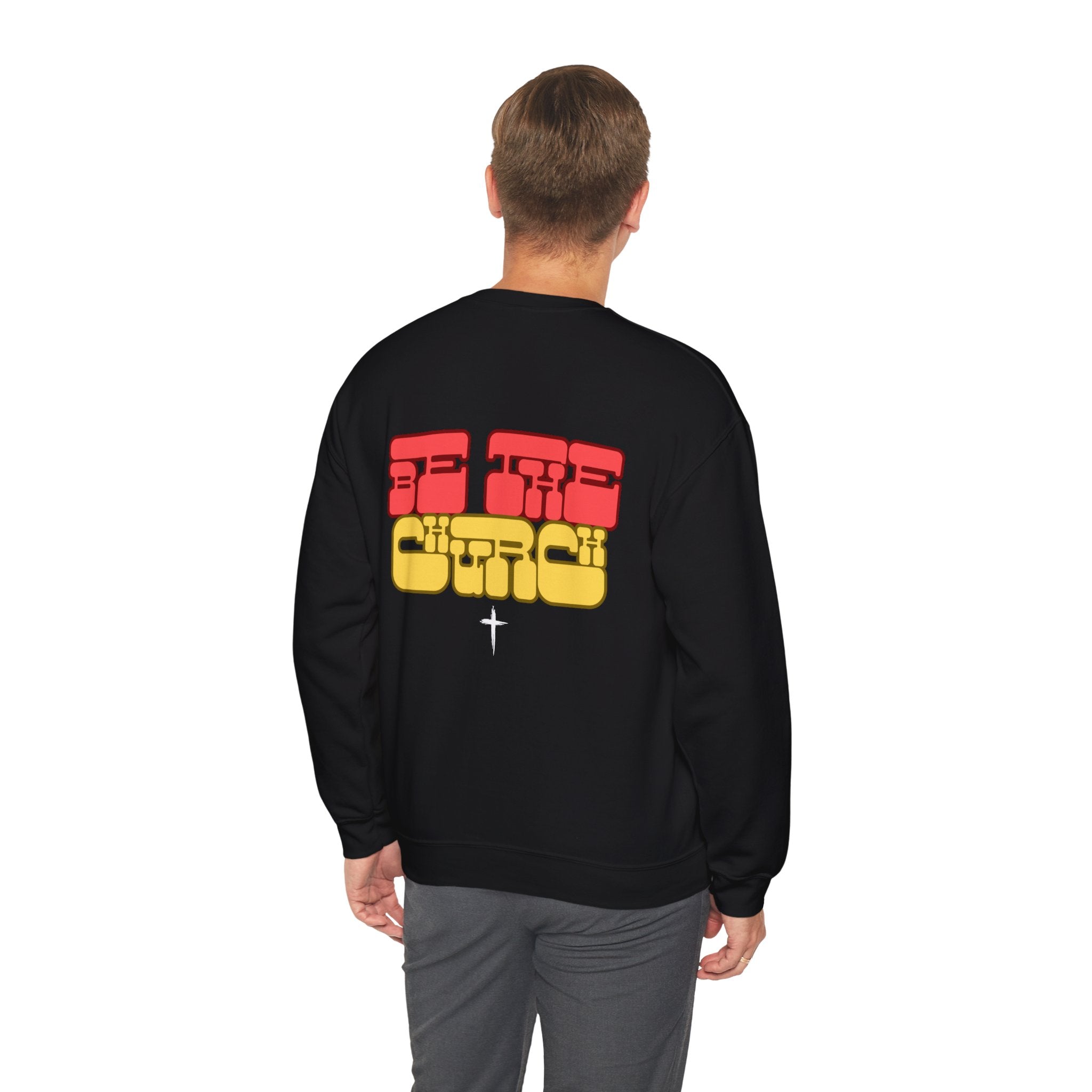 Retro Go, Be The Church Crewneck Sweatshirt, Casual Apparel, Streetwear Style, Gift for Him/Her, Cozy Layer for Every Occasion