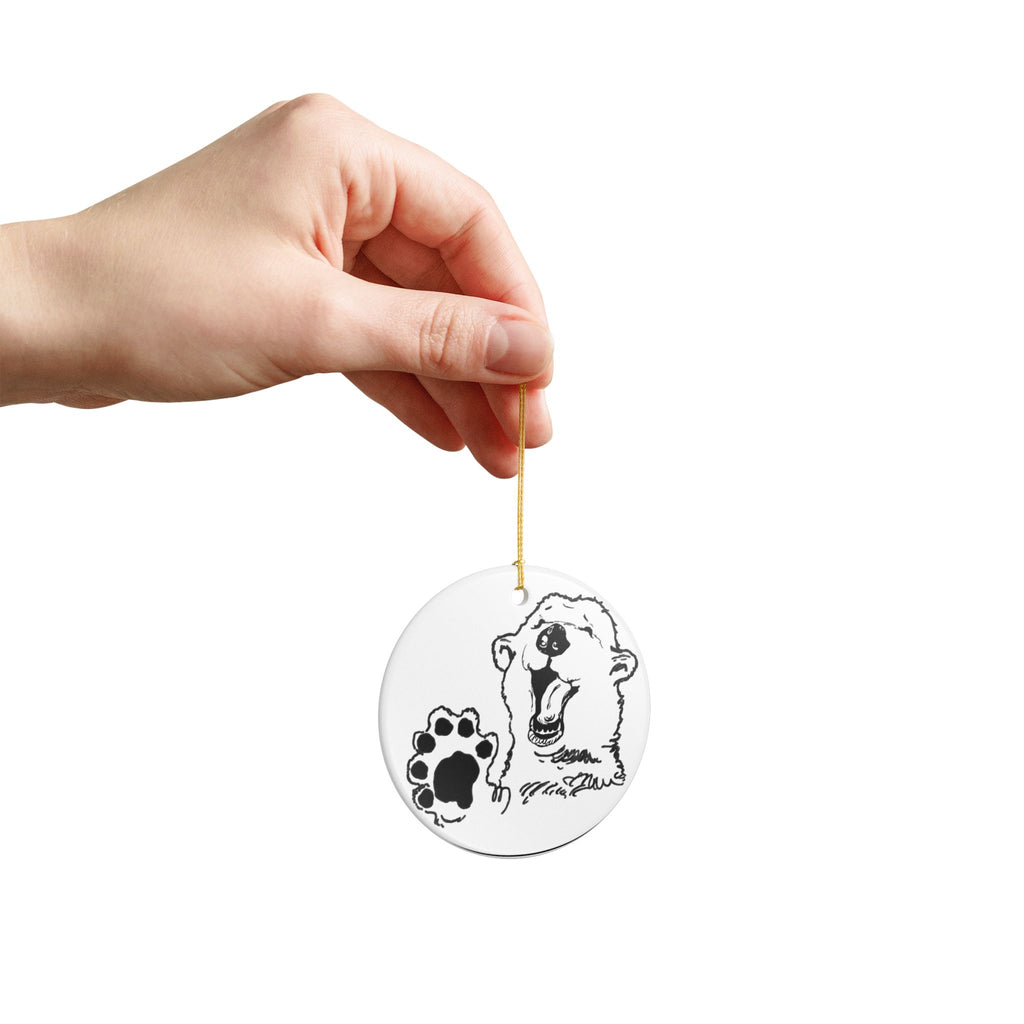 Grandma Lucy's Happy Bear Ceramic Ornament, Unique Holiday Decor, Nature Lover Gift, Animal Themed Decoration, Christmas Ornament, Winter Decor