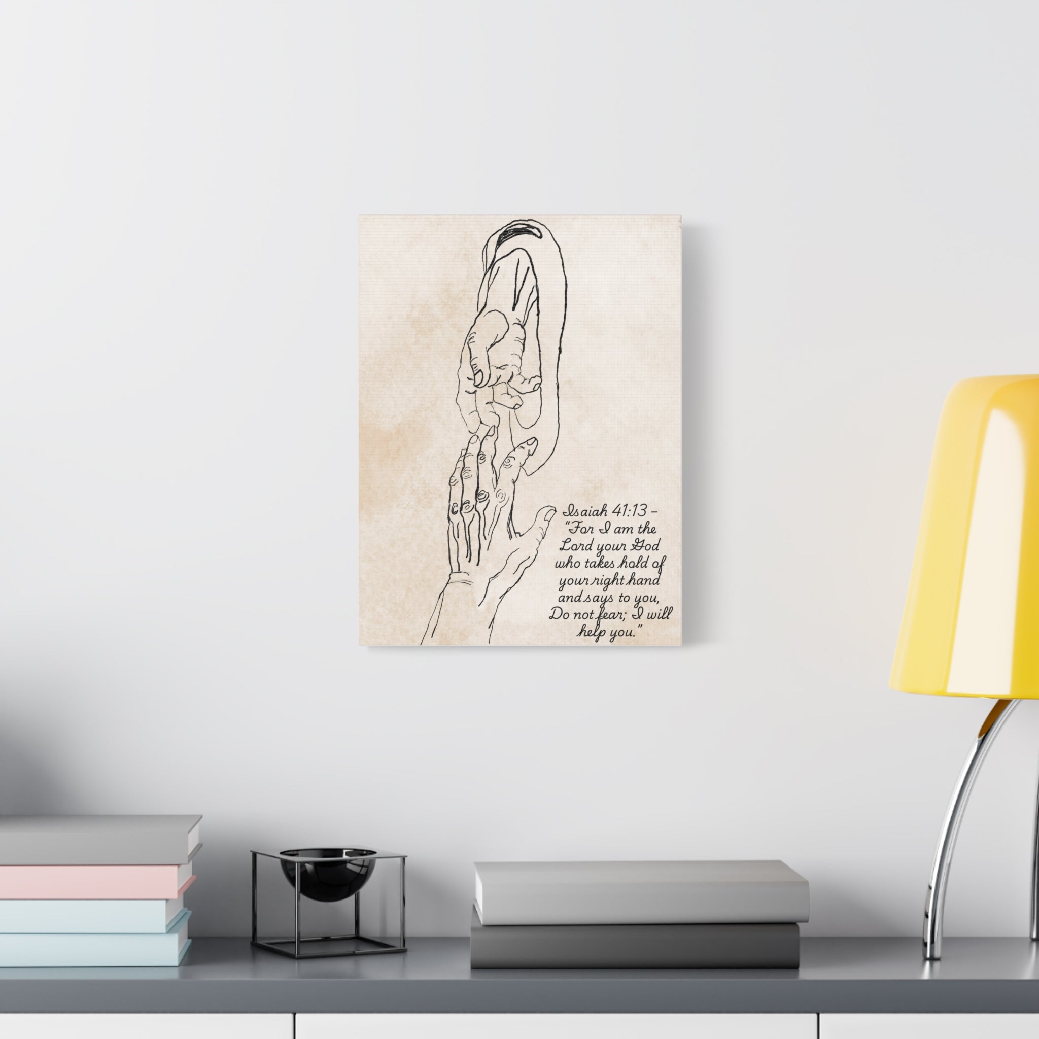 Grace Reaches V2 Canvas Art Print, Stretched Wall Decor, Religious Quote Home Decor, Isaiah 41:13, Uplifting Gift for Friends