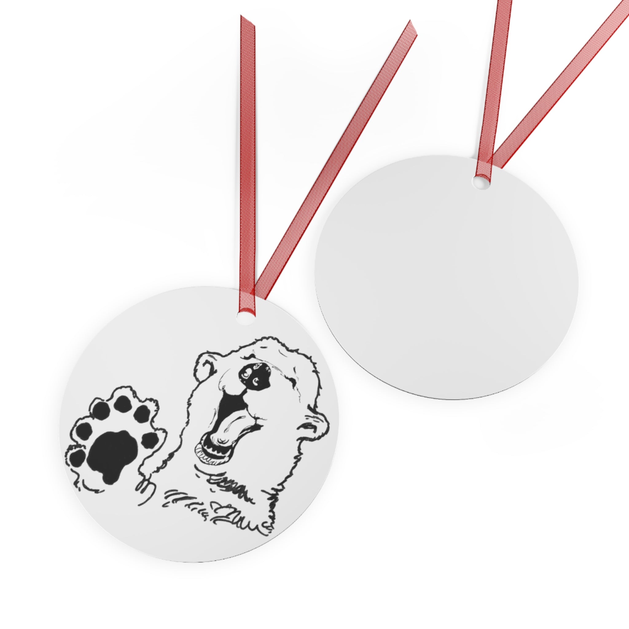 Grandma Lucy's Happy White Bear ,Metal Ornaments, Unique Holiday Decor, Bear Design Christmas Ornament, Animal Lover Gift, Winter Wonderland Decoration