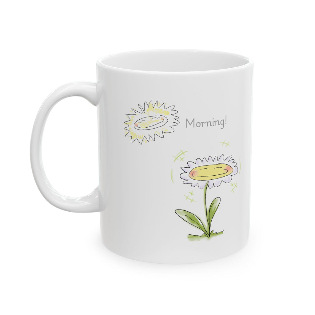 Hand drawn design, Cheerful Floral Ceramic Mug, Sunshine Gift Mug, Coffee Lover's Mug, Floral Kitchen Decor, Best Friend Gift
